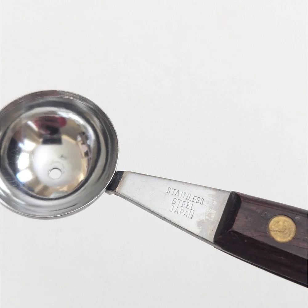 Vintage Double Sided Melon Baller Stainless Wood Handle Sturdy Retro MCM Japan